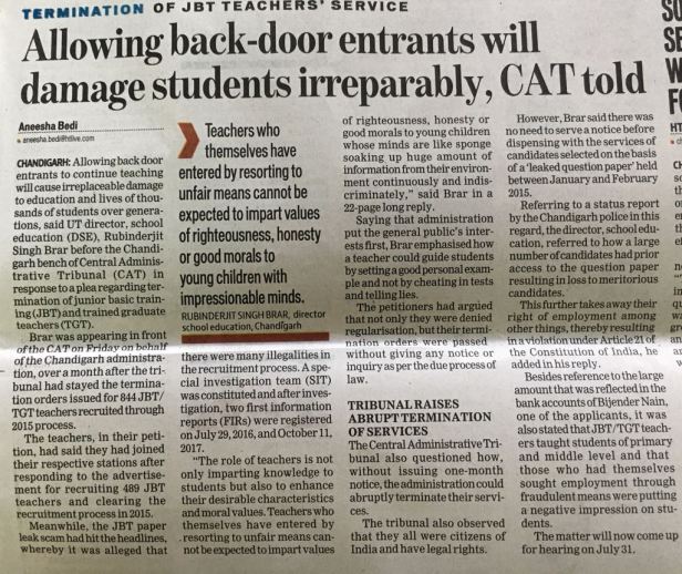 JBT Teacher's Termination