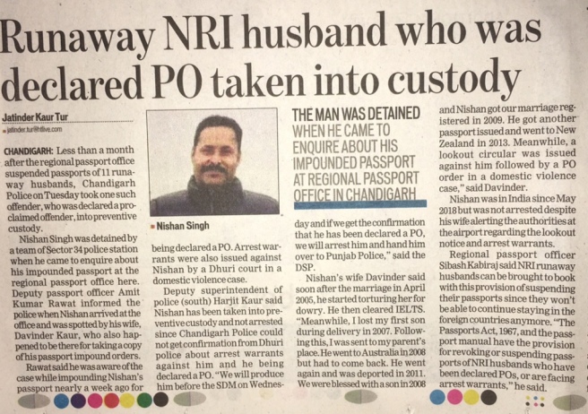 NRI Husband Passport Suspend