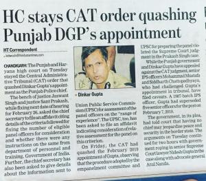 HIGH Court Stay in Chandigarh CAT Matter