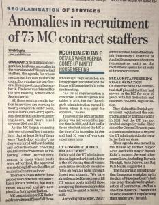 Regularisation of Services in Chandigarh MC case at CAT Tribunal