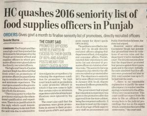 Seniority List Challenged in High Court Chandigarh