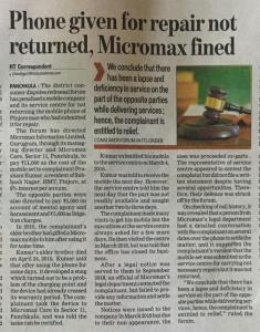 Consumer complaint against Micromax Mobile Company