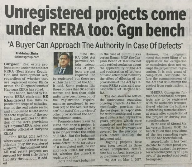 Unregistered Projects in Haryana RERA Authority