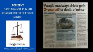 Accident Case against Punjab Roadways for death of minor.
