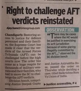 AFT Chandigarh Order Challenged in High Court